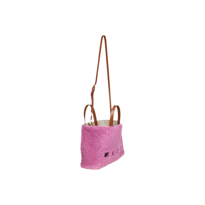 MARNI Wool With Cow Leather Tote Bag, Shopping Bag, Handbag Women's Pink-1
