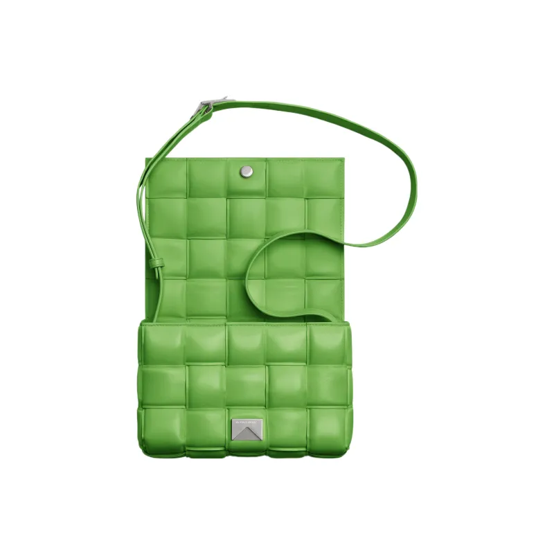 Bottega Veneta Padded Intreccio Cassette Crossbody Bag Acid Green-3