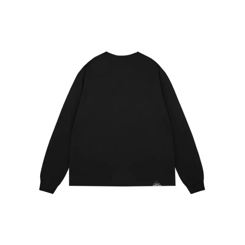 RUNNINWHEEL Crew Neck Loose Fit Sweatshirt Unisex Black-1