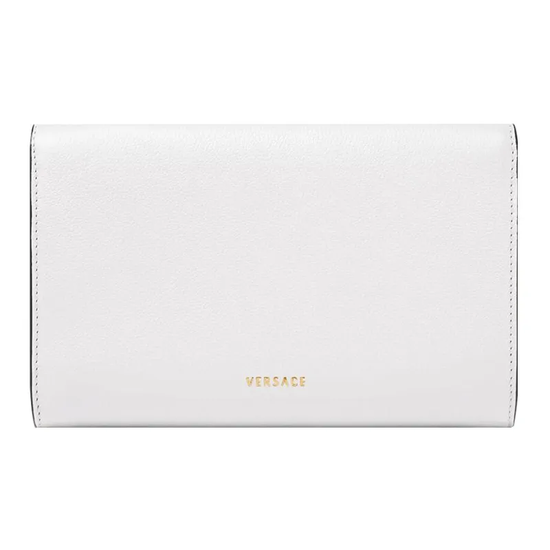 VERSACE Grain Calfskin Wallet Women's White-1