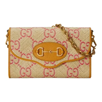 GUCCI Horsebit 1955 Straw Woven Saddle Bag, Shoulder Bag Women's