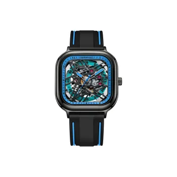 FAIRWHALE Starlight Collection Men's Watch Mechanical Movement Silicone Strap Watch Men's Watches Blue Dial