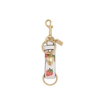 COACH Bag Charm Leather Bag Charm Keychain Accessory Women's White