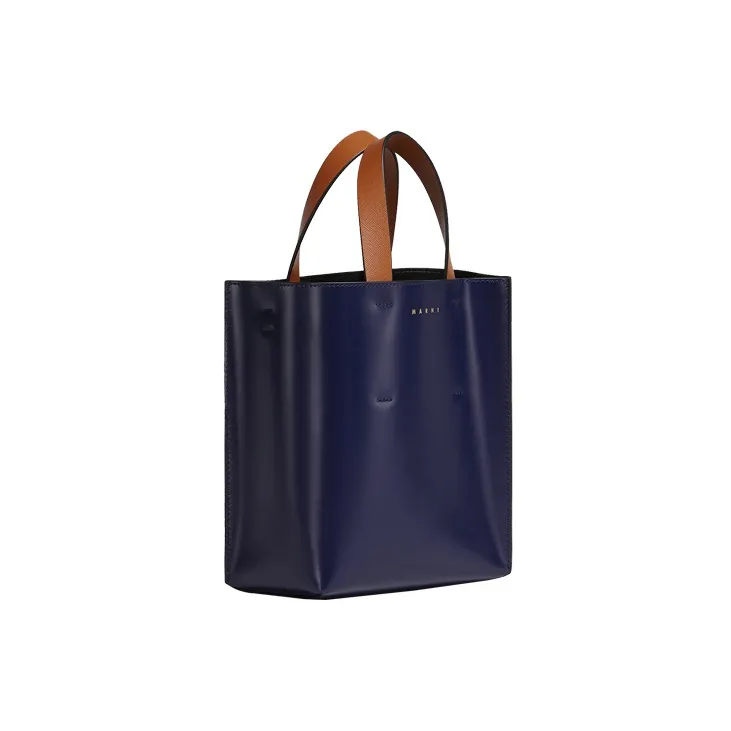 MARNI Calfskin Tote Bag, Shopping Bag, Handbag Mini Women's Blue/White-1