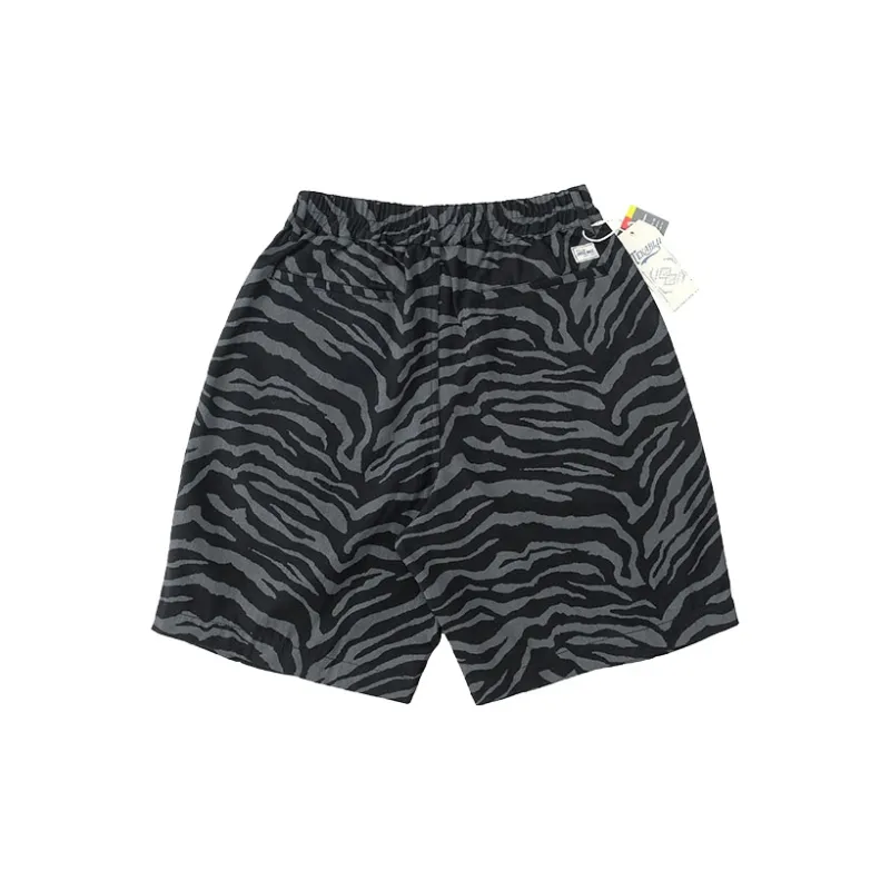 TEKABLU Loose Fit Shorts Men's Tiger Pattern Gray-1