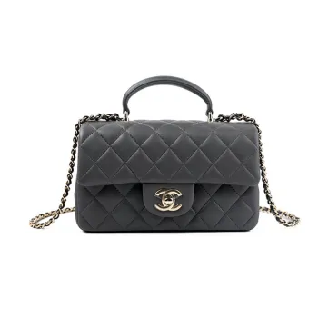 CHANEL COCO HandleClassic Flap CF Sheepskin Shoulder Bag Crossbody Bag Handbag Mini Women's Dark Gray/Concrete Gray