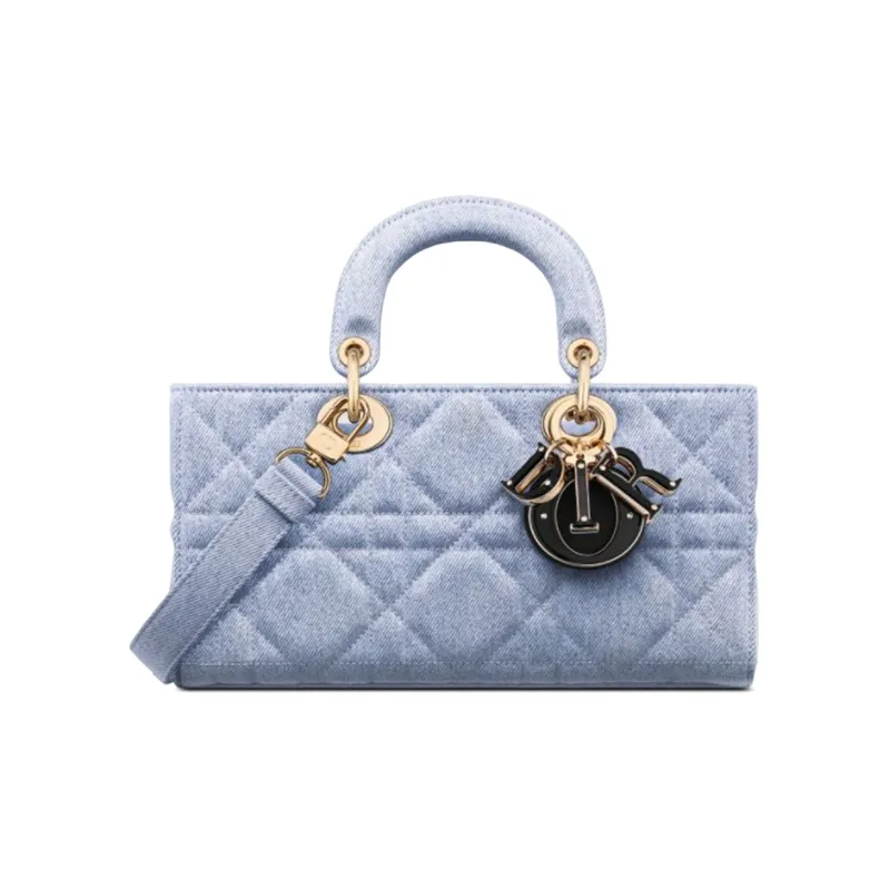 DIOR Lady D JOY Denim Lady Dior Bag, Shoulder Bag, Crossbody Bag, Handbag Medium Size Women's Blue-0