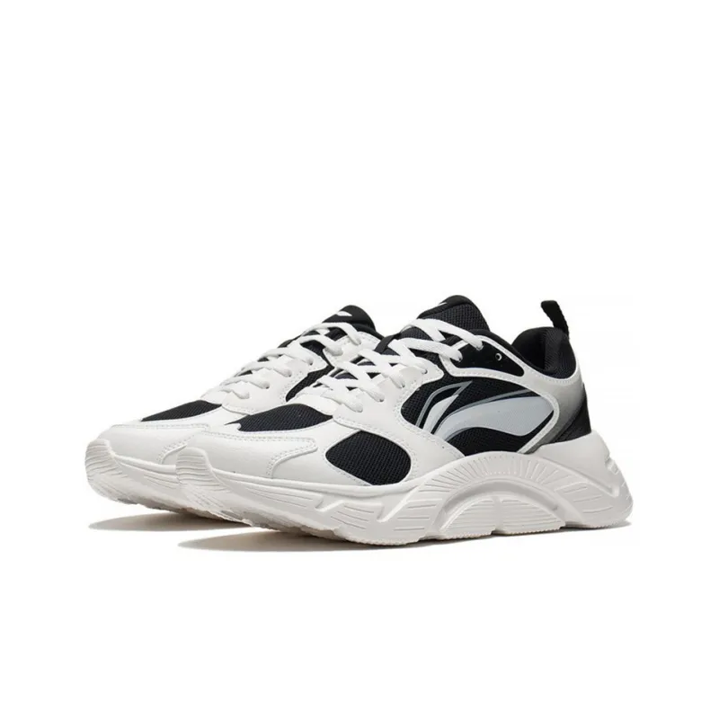 LiNing Cushioning Anti Slip And Wear Resistant Low Top Running Shoes Women's Black White-2