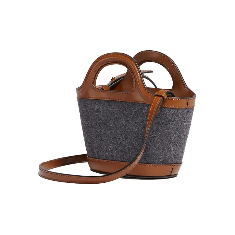 MARNI Cow Leather Tote Bag Shopping Bag Shoulder Bag Crossbody Bag Handbag Small Size Women's Gray-3