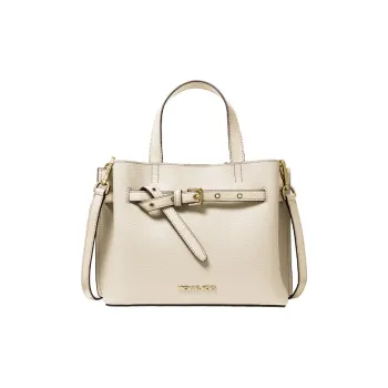 MICHAEL KORS Emilia Cow Leather Tote Bag, Shopping Bag, Commuter Bag, Crossbody Handbag Trumpets Women's Milk White