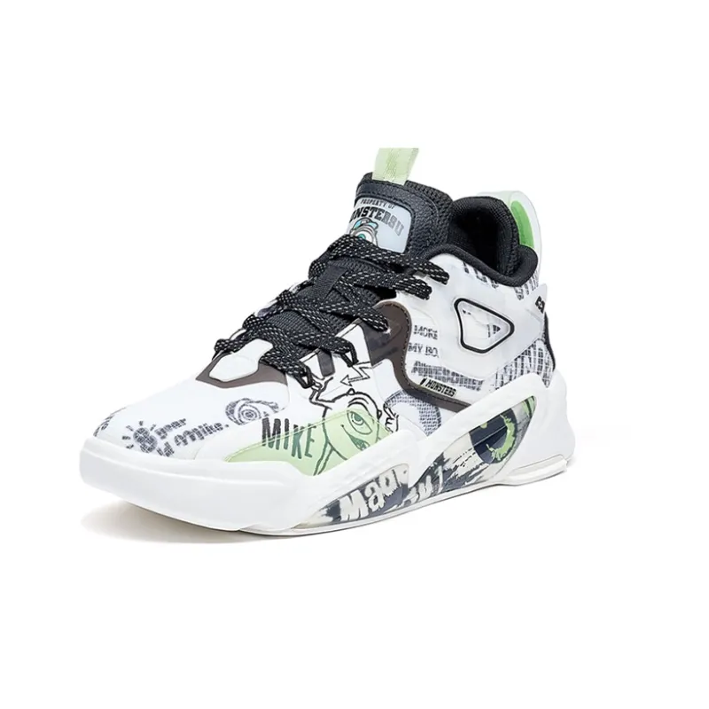 XTEP Monsters University Collection Durable Breathable Low Top Sports Casual Shoes Women's White Black Green-2