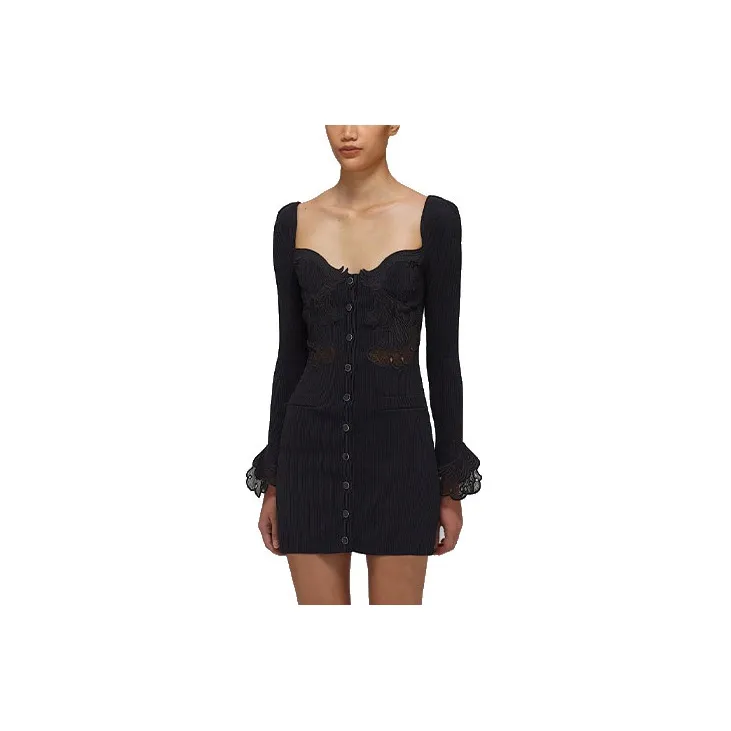 Self portrait Long Sleeved Dresses Women's Black-2