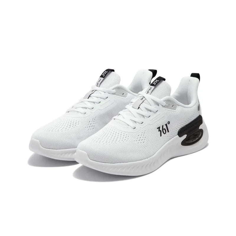 361° Wear Resistant Low Top Running Shoes Men's White Black-3
