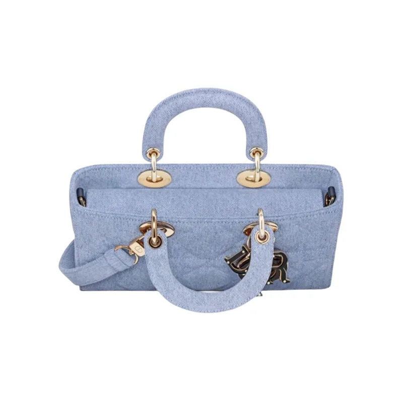DIOR Lady D JOY Denim Lady Dior Bag, Shoulder Bag, Crossbody Bag, Handbag Medium Size Women's Blue-4