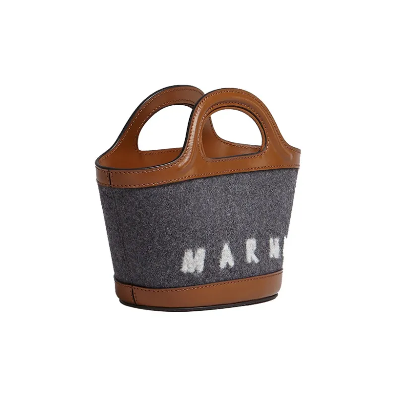 MARNI Cow Leather Tote Bag Shopping Bag Shoulder Bag Crossbody Bag Handbag Small Size Women's Gray-1