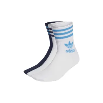 Adidas Originals Mid Calf Socks Unisex 3 Pack White/Blue