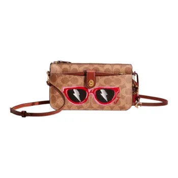 COACH Noa Pop Up Canvas With Leather Crossbody Bag Trumpets Women's Brown