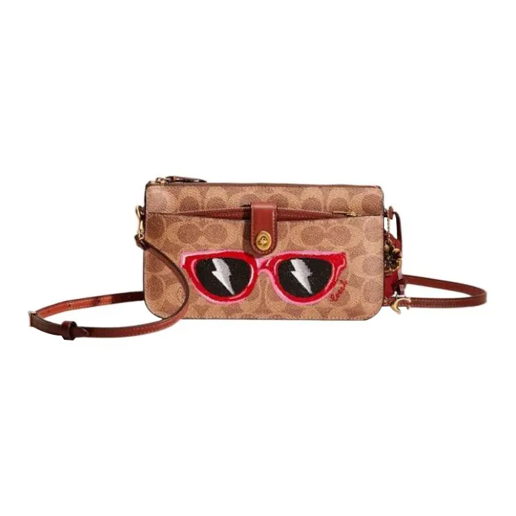 COACH Noa Pop Up Canvas With Leather Crossbody Bag Trumpets Women's Brown-0