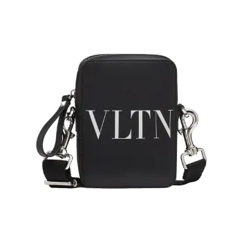 Valentino Smooth Calf Leather Portable Crossbody Bag, Shoulder Bag Men's Black
