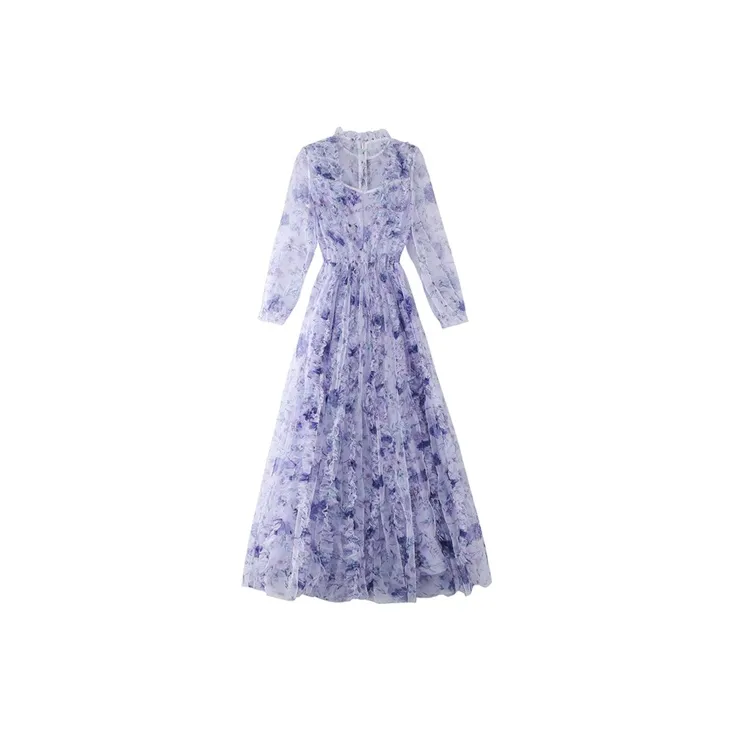 JINYE ORIENTAL Long Sleeved Dresses Women's Blue Purple-1