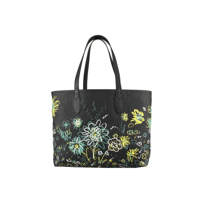 Burberry Fabric With Leather Tote Bag Shopping Bag Shoulder Bag Handbag Regular Women's Black/Multicolor-1