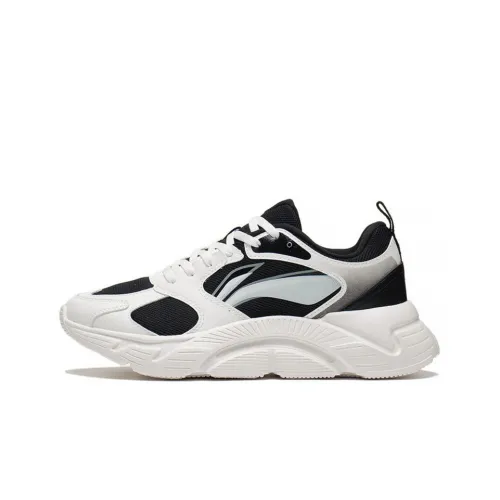 LiNing Cushioning Anti Slip And Wear Resistant Low Top Running Shoes Women's Black White