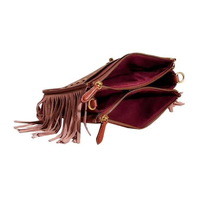 COACH Studio Canvas With Leather Shoulder Bag Women's Red Brown-2