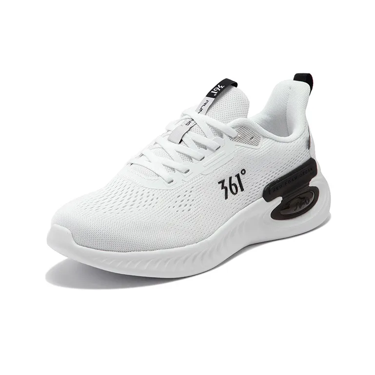 361° Wear Resistant Low Top Running Shoes Men's White Black-2
