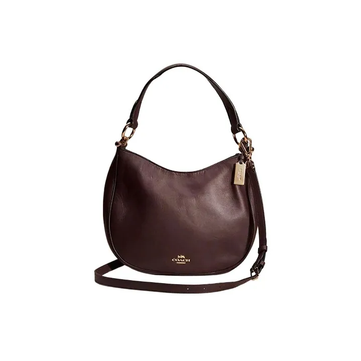 COACH Mae Glove Leather Shoulder Bag Crossbody Bag Large Size Women's Ox Blood Color-0