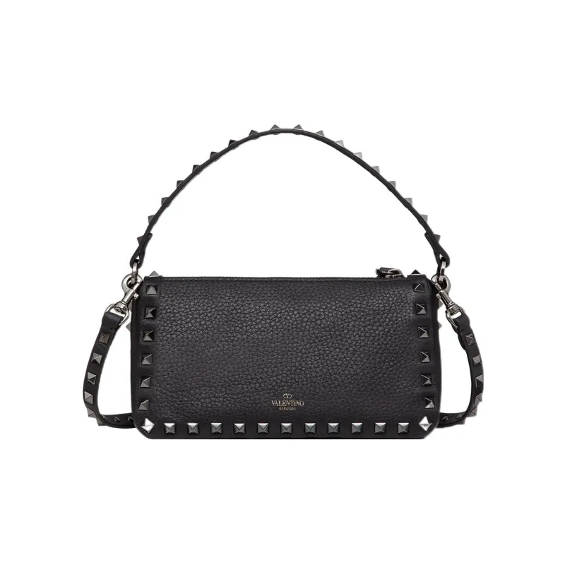 Valentino ROCKSTUD Grain Calfskin Shoulder Bag, Crossbody Bag, Handbag Trumpets Women's Black-1