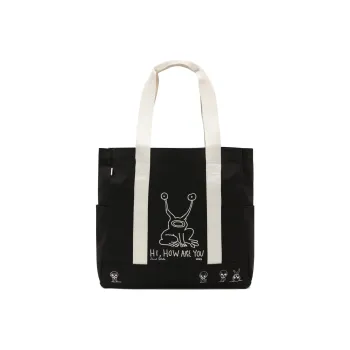 Vans Daniel Johnston Collaboration Cotton Tote Bag, Shopping Bag, Shoulder Bag, Handbag Regular Unisex Black