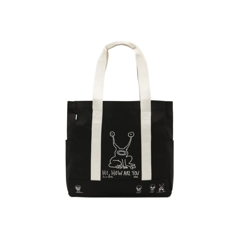 Vans Daniel Johnston Collaboration Cotton Tote Bag, Shopping Bag, Shoulder Bag, Handbag Regular Unisex Black-0