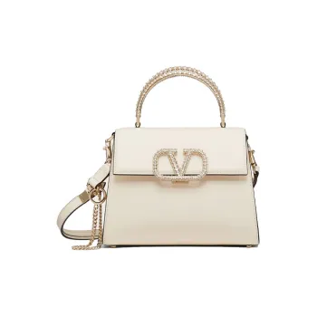 Valentino VSLING Calfskin Shoulder Bag Crossbody Bag Handbag Small Size Women's Ivory White