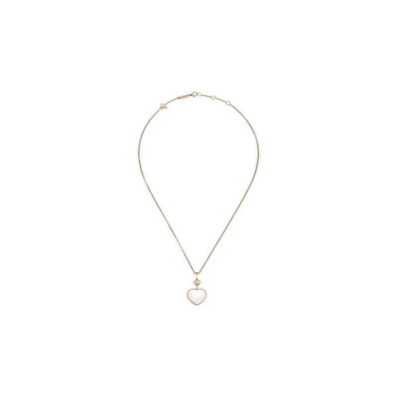 Chopard 18kt Rose Gold Happy Hearts Mother of pearl And Diamond Pendant Necklace-1