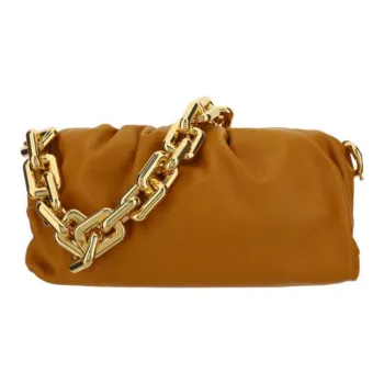 Bottega Veneta Soft Cow Leather Handheld Shoulder Bag Women's Gold Brown