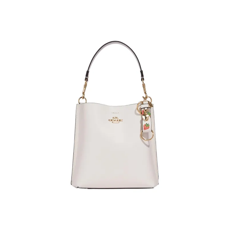 COACH Leather Bag Charm Keychain Bag Accessory Women's White-1