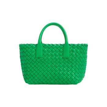 Bottega Veneta Cabat Intreccio Tote Bag Mini Parakeet