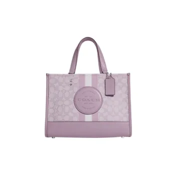 COACH Dempsey Fabric With Cow Leather Tote Bag, Shopping Bag, Handbag Large Size Women's Lilac Purple