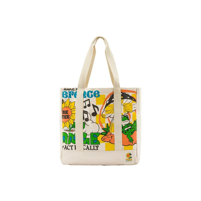 Vans Canvas Canvas Bag Tote Bag Shopping Bag Shoulder Bag Unisex Ecru-3