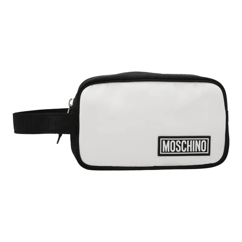 MOSCHINO Polyester Clutch Makeup Bag Men's White/Black-0
