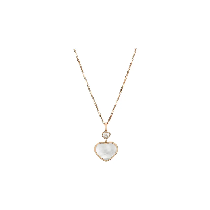 Chopard 18kt Rose Gold Happy Hearts Mother of pearl And Diamond Pendant Necklace-0