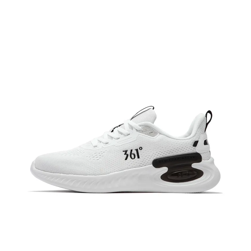 361° Wear Resistant Low Top Running Shoes Men's White Black-0