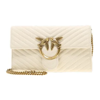 PINKO Quilt Sheepskin Shoulder Bag Women's White