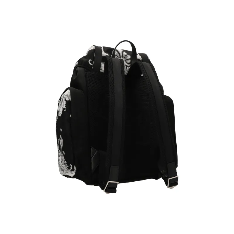 VERSACE Cow Leather Backpack Men's White & Black-2