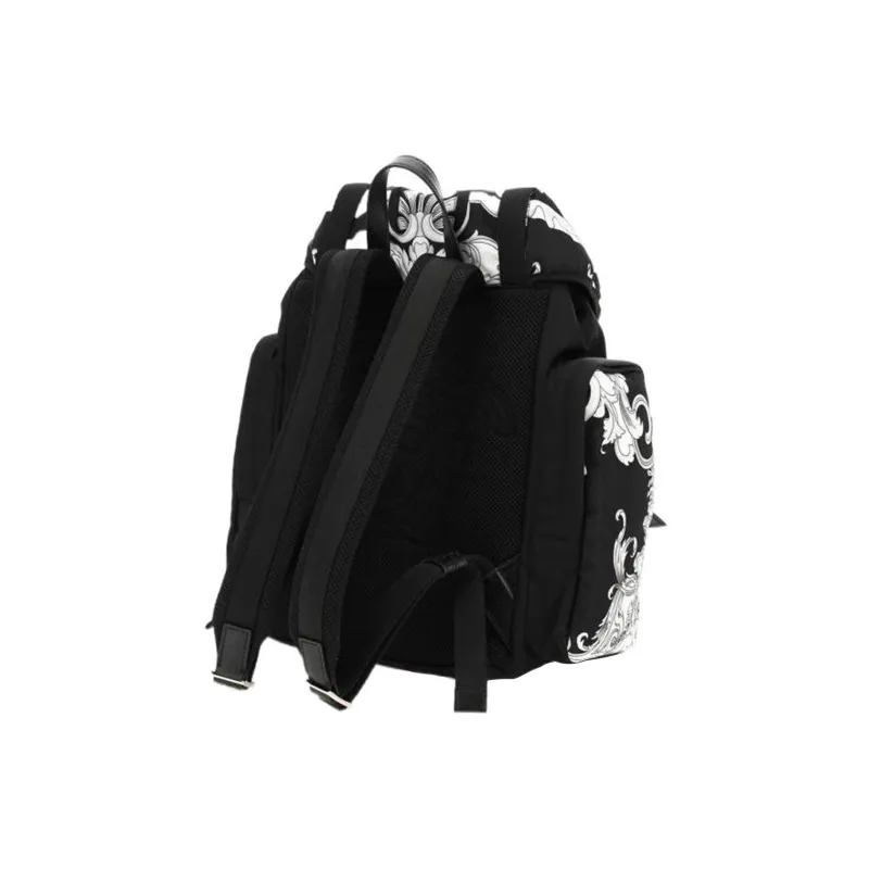 VERSACE Cow Leather Backpack Men's White & Black-1