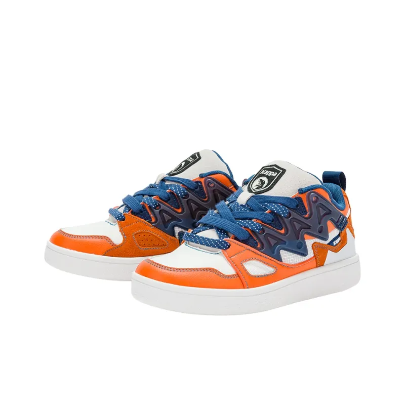 COPPOLELLA x Kappa Abrasion Resistant Low Top Skateboard Shoes Unisex White Orange Blue-2