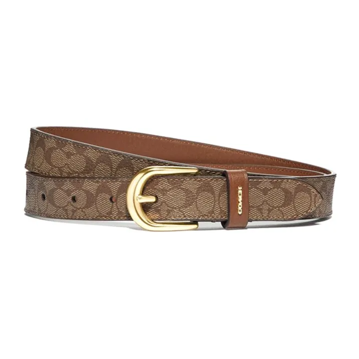 COACH Artificial Leather Belts Women's Khaki Width 2.5cm-0