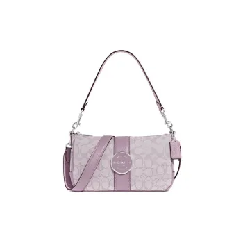 COACH Lonnie Jacquard Fabric With Leather Shoulder Bag Portable Crossbody Bag Shoulder Bag Women's Lilac Purple