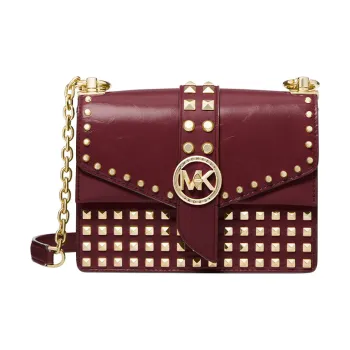 MICHAEL KORS Greenwich Leather Shoulder Bag Small Size Women's Burgundy