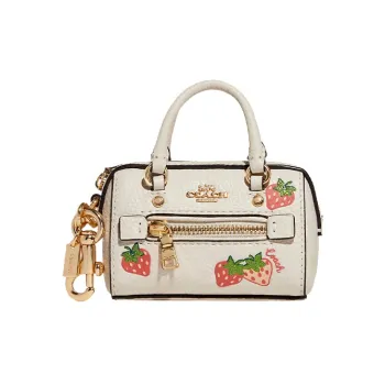 COACH Bag Charm Refined Pebble Leather Bag Accessories Mini Women's White